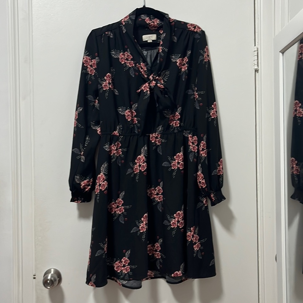 Black Floral Long Sleeve Dress
